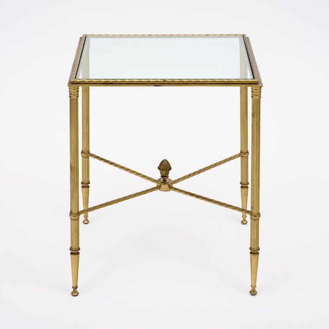 French Art Deco Period Brass and Glass Side Table, Circa 1940 For Sale - Image 4 of 9