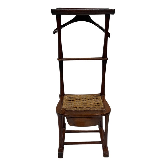 Mid Century Men’s Mahogany “Spqr” Clothing Valet, Seat and Drawer. No For Sale