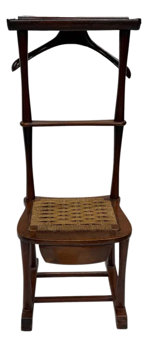 Mid Century Men’s Mahogany “Spqr” Clothing Valet, Seat and Drawer. No