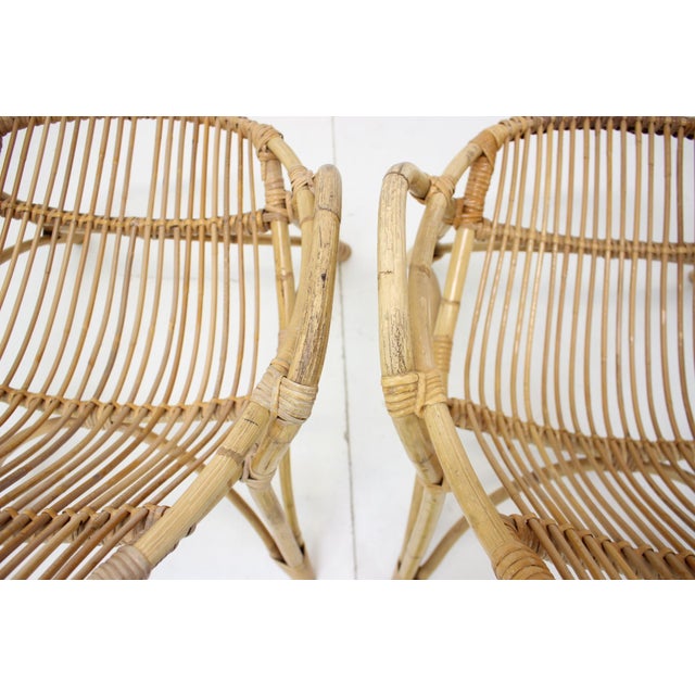 Set of Czechoslovakia Lounge Chairs in Rattan by Alan Fuchs, 1960s For Sale - Image 11 of 15