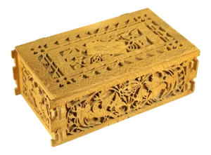 Early 20th Century American Folk Art Carved Die-Cut Wood Deed Box