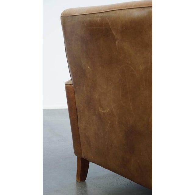 Cowhide Leather Armchair in Light Cognac Color For Sale - Image 13 of 14
