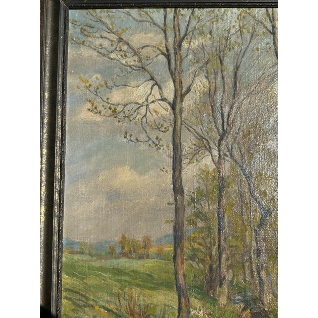 Heinrich Pforr, Spring Trail: Footpath from Lautenbach to Uengsterode, Oil Painting on Canvas, Framed For Sale - Image 12 of 13