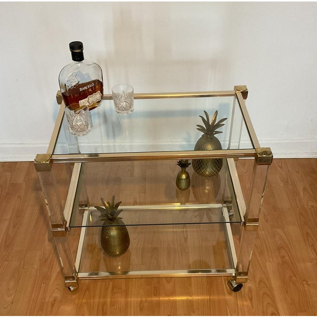 Art Deco Bar Trolley in Gold and Glass by Pierre Vandel, 1970s For Sale - Image 18 of 18