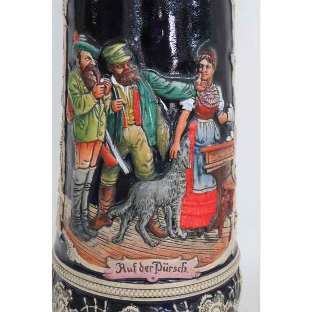 Mid 20th Century Germany Extra Large 17 Inches Ceramic Pewter Lidded Beer Stein 4515b For Sale - Image 4 of 17