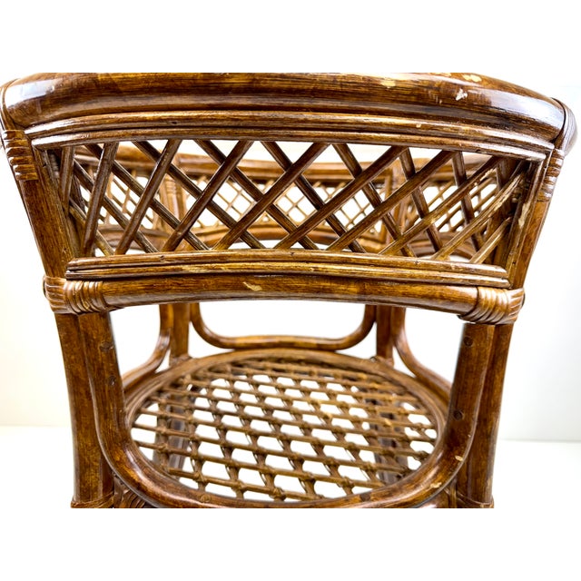 1960s Vintage Coastal Rattan and Glass Top Side Table in the Style of McGuire For Sale - Image 5 of 10