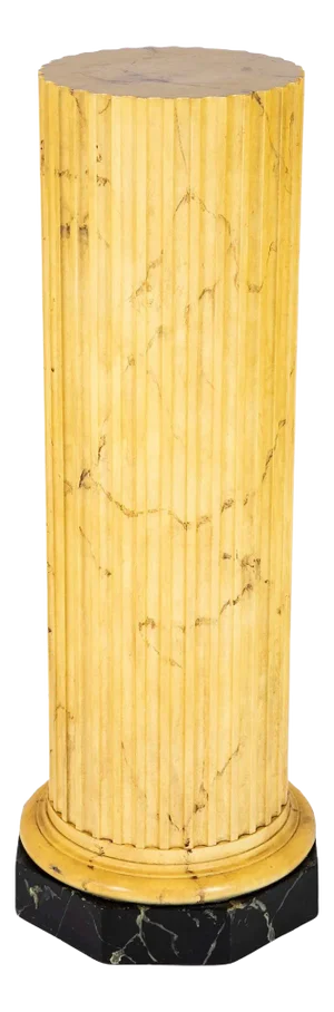 Italian Neoclassical Faux Siena Marble Fluted Column Pedestal