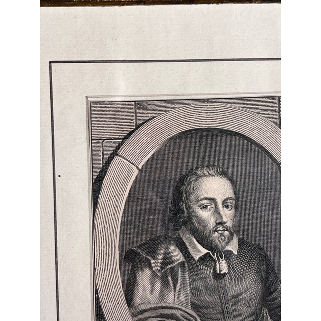 17th Century Engraving Displayed in Fine Mated, Gilt and Painted Frame For Sale - Image 11 of 12