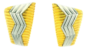1990s Pair of Michael Bondanza “Heatwave” Platinum & 18k Gold Sculptural Earrings