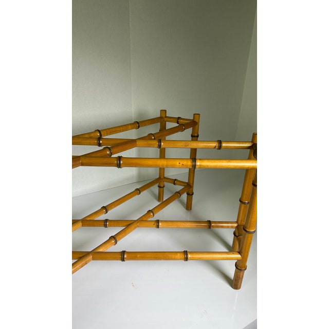 1970s Regency Style Faux Bamboo and Brass Coffee Table For Sale - Image 11 of 12
