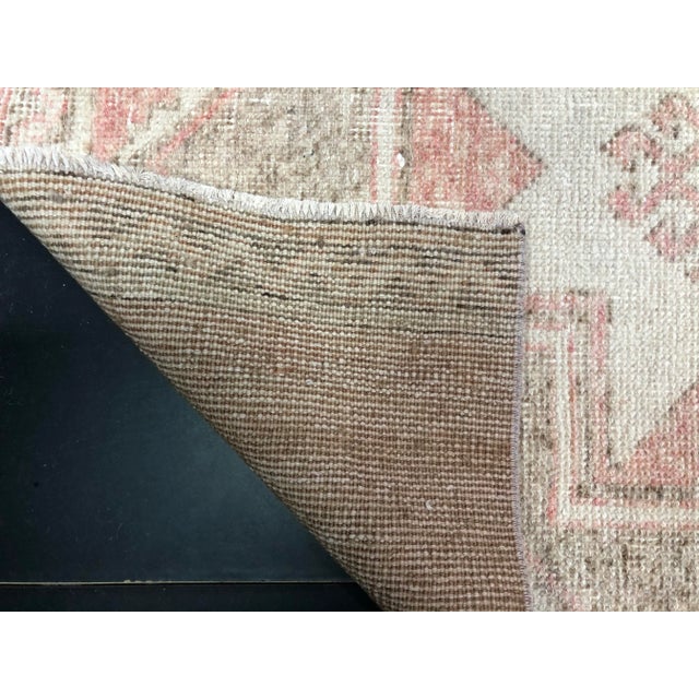 Oushak Natural Faded Runner Rug For Sale - Image 10 of 11