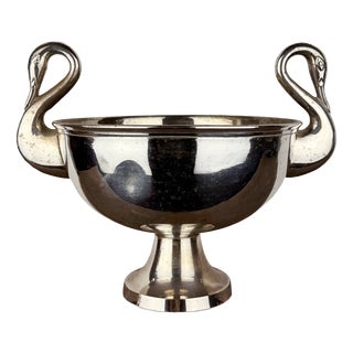 Art Deco Silver-Plated Swan Centerpiece with Swan Handles, 1920s For Sale