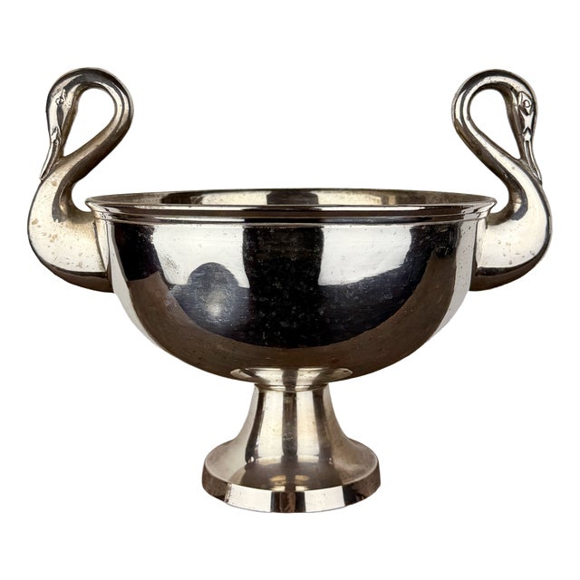 Art Deco Silver-Plated Swan Centerpiece with Swan Handles, 1920s For Sale