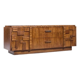 Mid 20th Century Lane Staccato Brutalist Walnut Credenza For Sale
