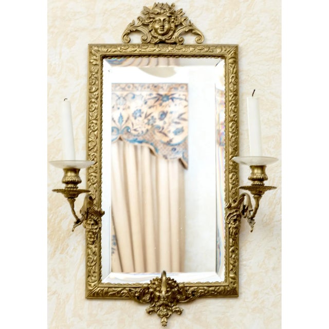 Antique Pair Brass Girandole Mirrors, France For Sale - Image 9 of 9