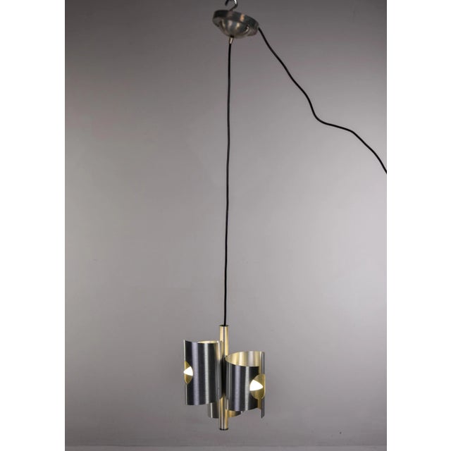 Mid Century Italian Hanging Aluminum Three Light Fixture For Sale In Detroit - Image 6 of 11