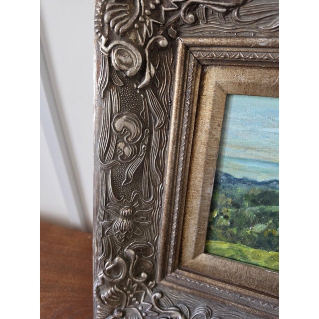 Late 20th Century Original Landscape Oil Painting in Ornate Carved Wood Frame, Impressionist Countryside Artwork, Cottage Wall Decor, Nature Art For Sale - Image 11 of 13