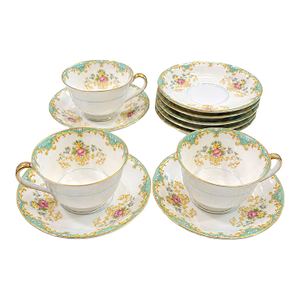 1930s Noritake Tiffany Porcelain Teacups & Saucers – 3 Cups & 8 Saucers
