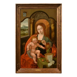 Follower of Maestro Del Pappagallo, Madonna, 1600, Oil on Board, Framed For Sale
