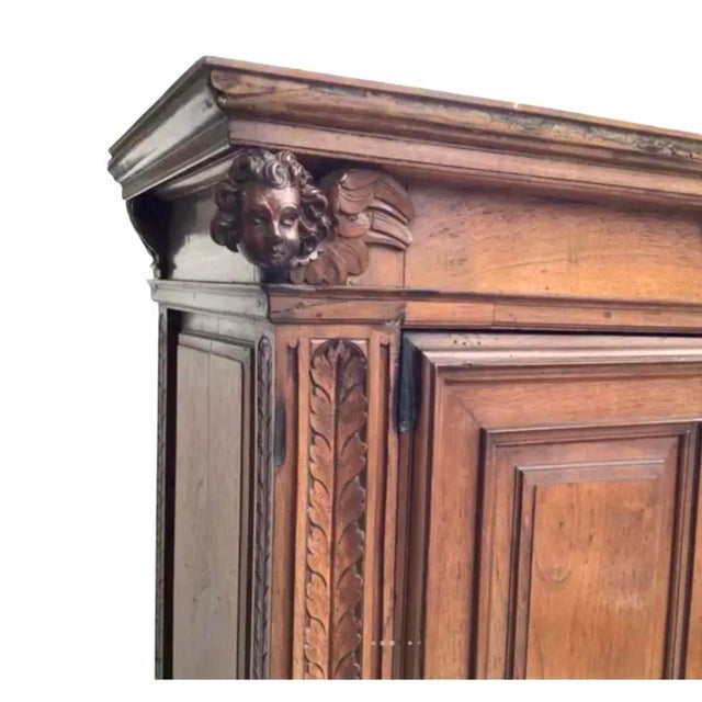 Brown 17th Century Italian Baroque Walnut Cabinet With Rich Carvings For Sale - Image 8 of 10