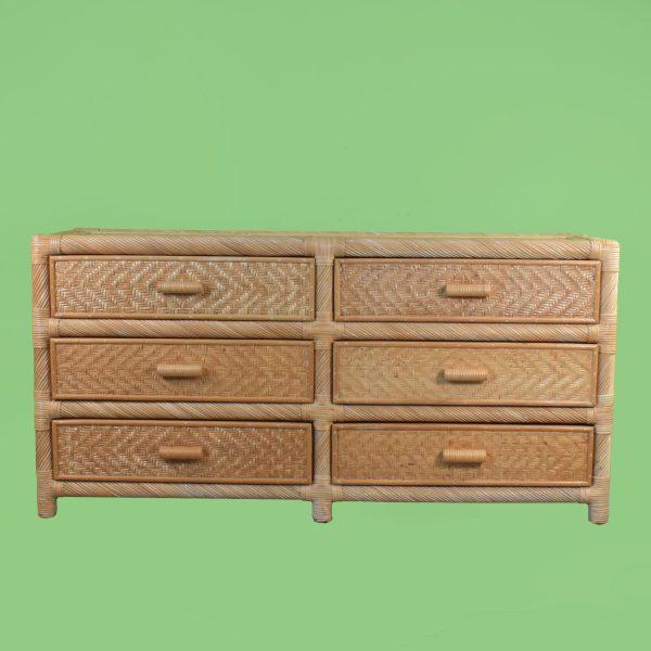 1970s 1970s Woven Rattan and Pencil Reed Dresser For Sale - Image 5 of 7