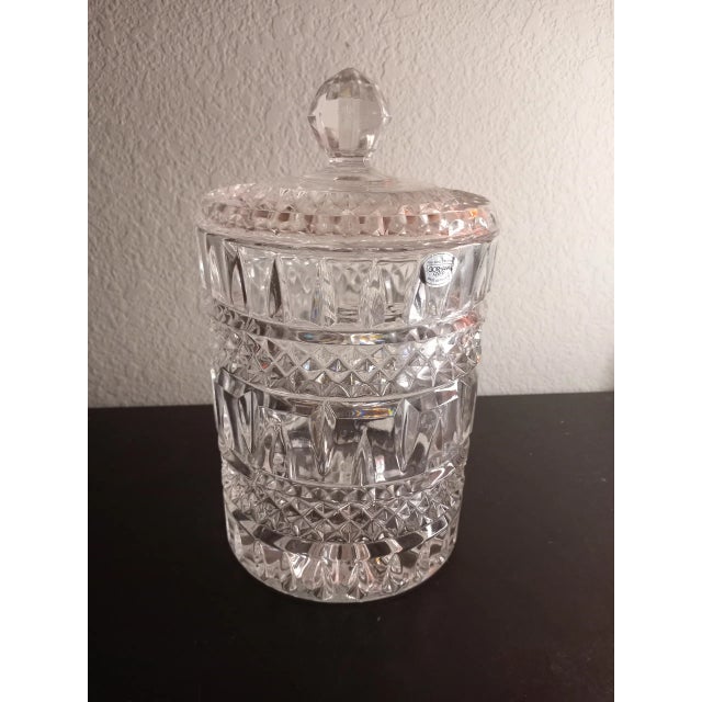 Glass Gorham Germany Lead Cut Crystal Covered Canister Jar For Sale - Image 7 of 9