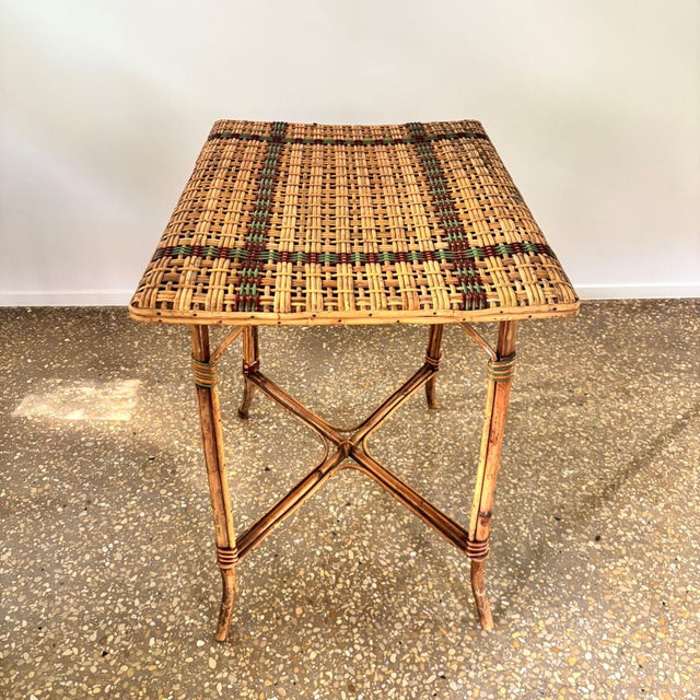 French Bamboo and Rattan Bistro Table, 1940s For Sale - Image 6 of 11