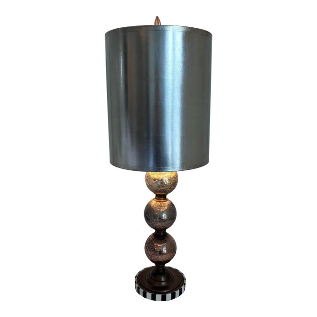 Vintage McKenzie Childs Handmade Mercury Balls With Bone Base Table Lamp For Sale