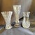 Contemporary Vintage Crystal Bud Vase Trio Sculptural Cut Glass Curated Collection For Sale - Image 3 of 9