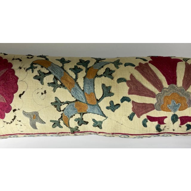 Antique Hand-Embroidered Suzani Pillow - a Piece of Art For Sale - Image 9 of 12