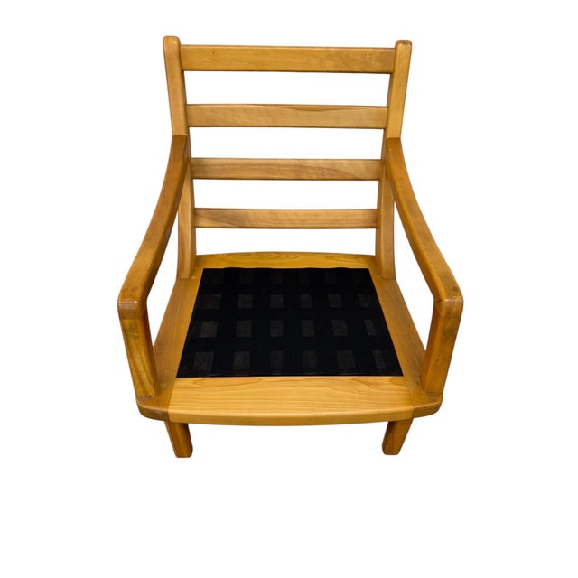 Wood Vintage Heywood Wakefield Style Solid Wood Lounge Chair - Reupholstered! For Sale - Image 7 of 7