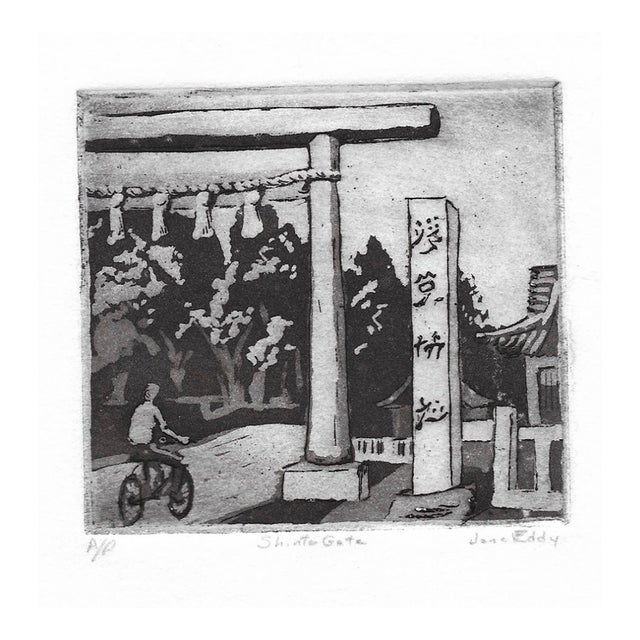 1970s Jane Eddy Shinto Gate Etching For Sale