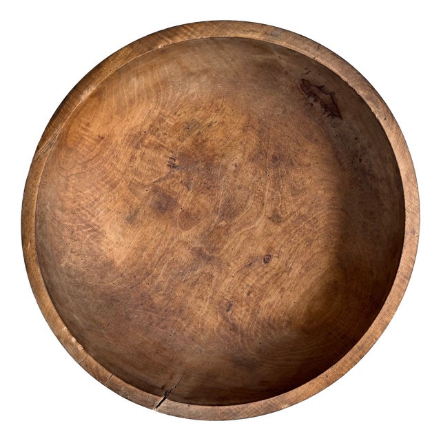 Vintage Japanese Wooden Dough Bowl, 1949 For Sale