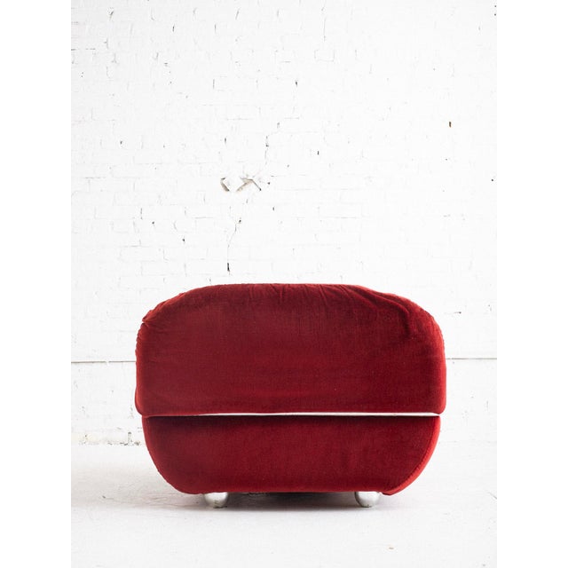 1970s Space Age Italian Chrome and Velvet Lounge Chair For Sale - Image 5 of 11