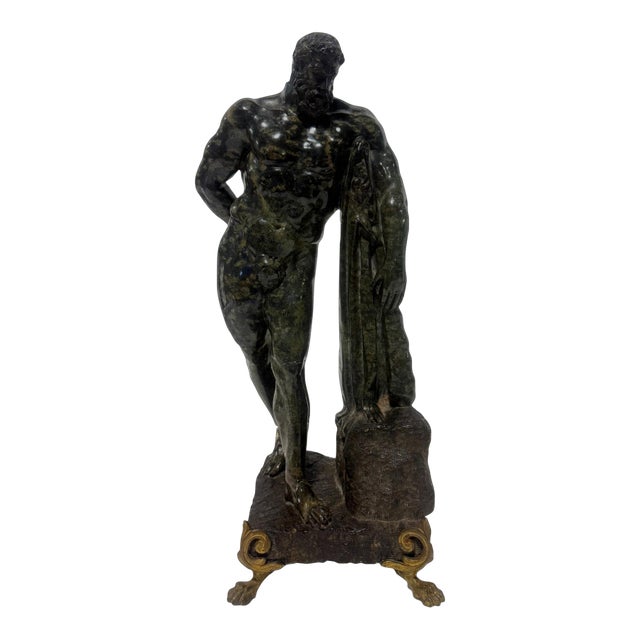 Italian Grand Tour Neoclassical Verde Antico Marble Farnese Hercules, 19th C. For Sale