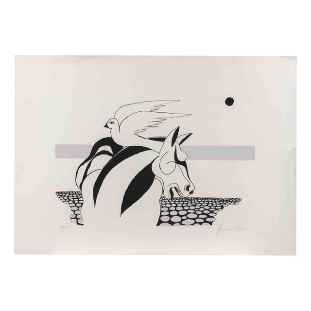 Vittorio Agomeri, Horse and Dove, Lithograph For Sale