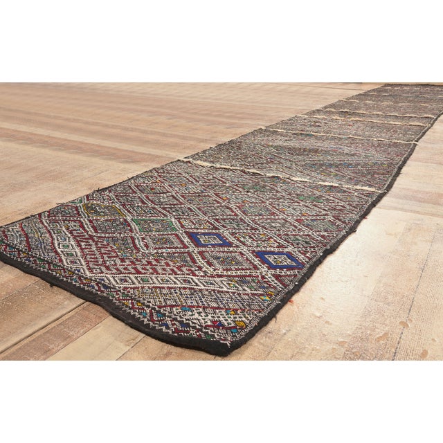 Beige Vintage Zemmour Moroccan Kilim Rug, 03'10 X 23'01 For Sale - Image 8 of 11
