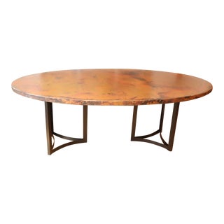 Arhaus Recycled Metal Dining Table With Lyon Base Copper Top For Sale