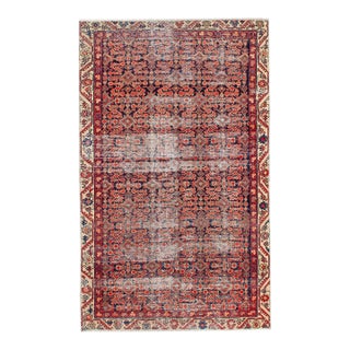 Distressed Antique Malayer Wool Rug - 3`9" X 6`1" For Sale