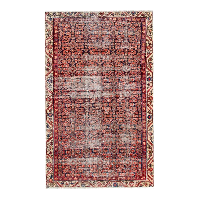 Distressed Antique Malayer Wool Rug - 3`9" X 6`1" For Sale