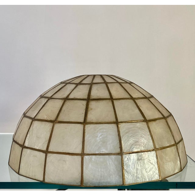 Mid-Century Modern Danish Modern Table Lamp, Walnut Base With Capiz Shell Shade, 1960s For Sale - Image 3 of 16