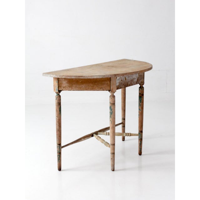 Antique Primitive Demi Lune Console Table For Sale - Image 9 of 18