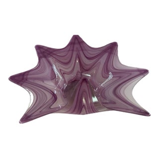 Vintage Large Vintage Lavorazione Arte Murano Purple Pink Glass 8 Point Starfish Bowl For Sale