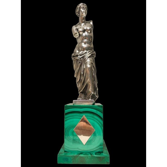 Sculpture of Venus, 20th Century, Silver on Malachite Base For Sale - Image 11 of 14