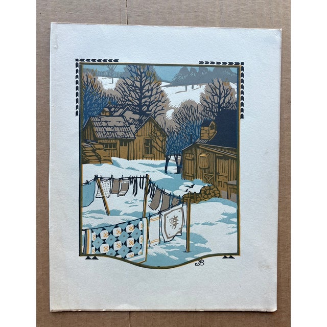 Up for sale is this original Gustave Baumann color woodcut print, a plate from James Whitcomb Riley's book of poetry, "All...