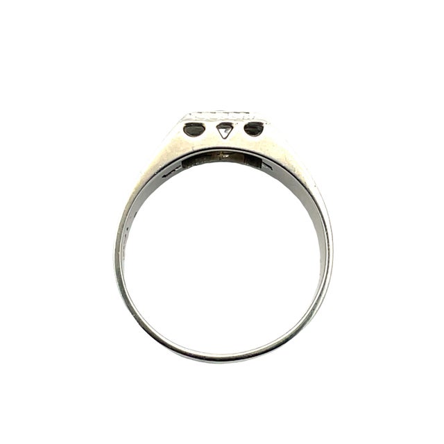 Antique Art Deco 18k Gold Diamond & Sapphire Ring, Size 9 For Sale - Image 4 of 9