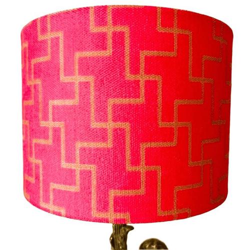 Vintage Hollywood Regency Cherub Table Lamp with Pink Geometric Shade, 1960s For Sale - Image 10 of 11