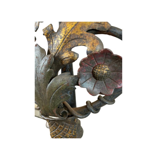 Metal Late 20th Century Grand Andirons, With Gold Leaf Details For Sale - Image 7 of 12