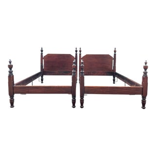 1980s Vintage Mahogany Twin Beds- a Pair For Sale