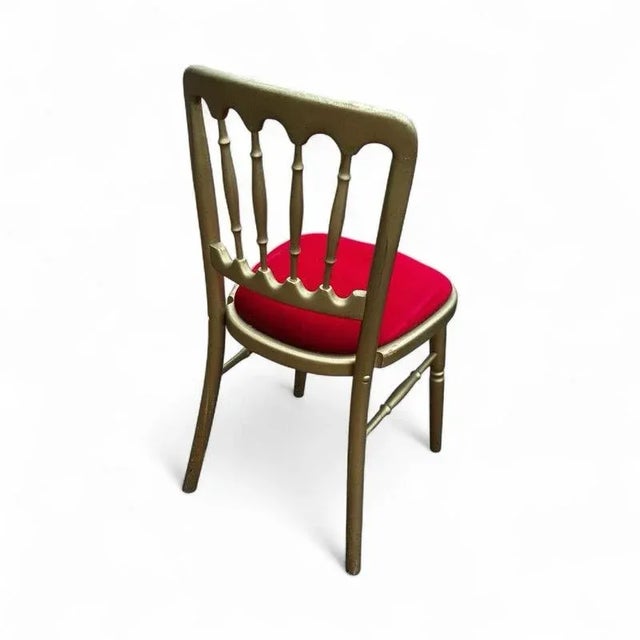 12 Cafe / Events Louis Style Gold Gilt Wooden And Upholstered Dining Chairs Sizes 87 cms tall, 41 cms wide at neck rail,...